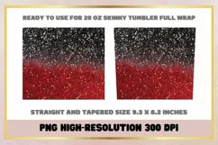 Black red glitter 20oz Skinny Tumbler Sublimation Full Wrap Product Image 2
