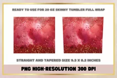 Red watercolor Glitter 20oz Skinny Tumbler Sublimation Product Image 2