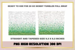 Glitter Green Silver 20oz Skinny Tumbler Sublimation wrap Product Image 2