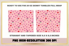 Valentines Candy Hearts 20oz Skinny Tumbler Sublimation Wrap Product Image 2