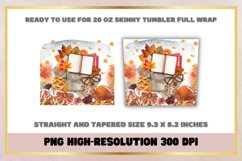 Watercolor Fall 20 oz Skinny Tumbler Sublimation Full Wrap Product Image 2