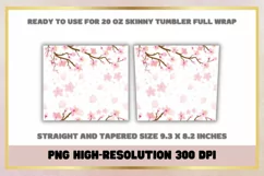 Pink Sakura 20 oz Skinny Tumbler Sublimation Full Wrap Product Image 2