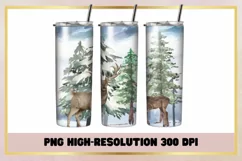 Reindeer Christmas Winter trees 20oz Skinny Tumbler Wrap Product Image 1
