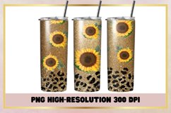 20 oz Skinny Sunflowers Glitter Leopard Sublimation Product Image 1