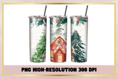 Christmas House Watercolor 20 oz Skinny Tumbler Wrap Product Image 1