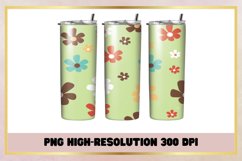 Green Groovy Flowers Retro 20 Oz Skinny Tumbler Sublimation Product Image 1
