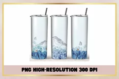 Bird Blue Flowers 20 oz Skinny Tumbler Sublimation Wrap Product Image 1