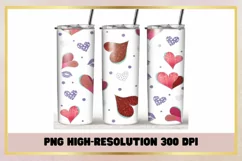 Valentines Hearts 20oz Skinny Tumbler Sublimation Full Wrap Product Image 1