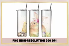 Watercolor Rabbit Eggs 20 oz Skinny Tumbler Wrap Sublimation Product Image 1
