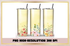 Watercolor Flowers 20 oz Skinny Tumbler Sublimation Wrap Product Image 1