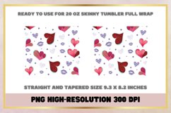 Valentines Hearts 20oz Skinny Tumbler Sublimation Full Wrap Product Image 2