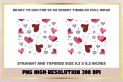 Valentines Hearts 20oz Skinny Tumbler Sublimation Full Wrap Product Image 2
