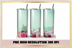 Tropical Flower 20oz Skinny Tumbler Sublimation Full Wrap Product Image 1