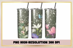 Flower Butterfly 20 oz Skinny Tumbler Wrap Product Image 1