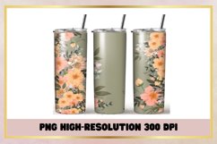Watercolor Flowers 20 oz Skinny Tumbler Sublimation Wrap Product Image 1