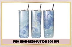 Watercolor Blue Marble Glitter 20oz Skinny Tumbler Full Wrap Product Image 1