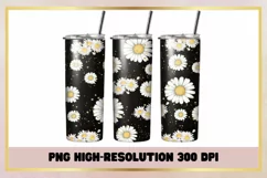 Daisy Flowers 20 oz Skinny Tumbler Wrap Sublimation Product Image 1