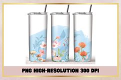 Watercolor Flowers 20oz Skinny Tumbler Sublimation Full Wrap Product Image 1