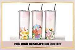 Flowers Watercolor 20 oz Skinny Tumbler Sublimation Wrap Product Image 1