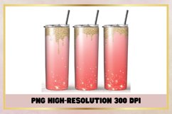 Red Ombre Glitter 20 oz Skinny Tumbler Sublimation Wrap Product Image 1