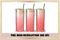 Red Ombre Glitter 20 oz Skinny Tumbler Sublimation Wrap Product Image 1