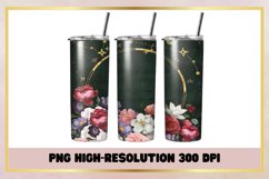 Watercolor Flowers 20 oz Skinny Tumbler Wrap Sublimation Product Image 1