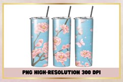 Blossoms Flowers 20 oz Skinny Tumbler Wrap Sublimations Product Image 1
