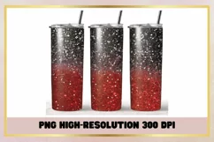Black red glitter 20oz Skinny Tumbler Sublimation Full Wrap Product Image 1