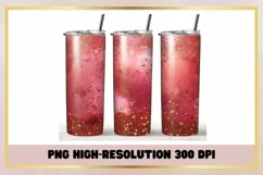 Red watercolor Glitter 20oz Skinny Tumbler Sublimation Product Image 1