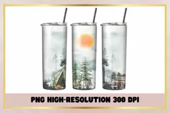Camping Winter 20 Oz Skinny Tumbler sublimation Product Image 1
