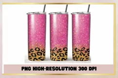 Pink Black Leopard Glitter 20oz Skinny Tumbler Sublimation Product Image 1