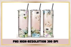Watercolor flowers 20 oz Skinny Tumbler Sublimation Wrap Product Image 1
