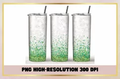 Glitter Green Silver 20oz Skinny Tumbler Sublimation wrap Product Image 1