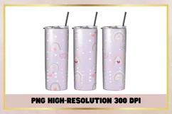 Rainbow heart 20 oz Skinny Tumbler Wrap Sublimation Product Image 1