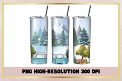 Camping watercolor 20 oz Skinny Tumbler Wrap Product Image 1