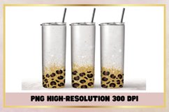 20 oz Skinny Tumbler Glitter Leopard Sublimation Full Wrap Product Image 1