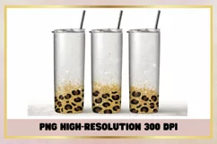 20 oz Skinny Tumbler Glitter Leopard Sublimation Full Wrap Product Image 1