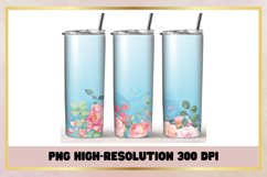 Watercolor Flowers 20 oz Skinny Tumbler Sublimation Wrap Product Image 1