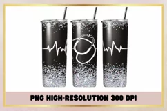 Glitter Black Nurse 20 oz Skinny Tumbler Wrap Sublimation Product Image 1