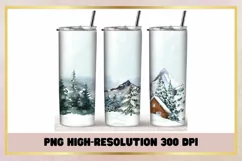 Winter Snow Christmas Trees 20 oz Skinny Tumbler Wrap Product Image 1