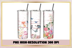 Flowers Pink 20 oz Skinny Tumbler Wrap Sublimation Product Image 1