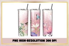 Watercolor Flowers 20 oz Skinny Tumbler Wrap Sublimation Product Image 1
