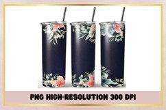 Watercolor flowers 20 oz Skinny Tumbler Sublimation Wrap Product Image 1