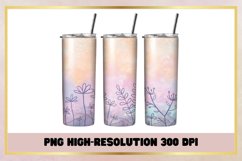 Flowers Watercolor 20 oz Skinny Tumbler Wrap Sublimation Product Image 1