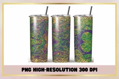 Mardi Gras 20 oz Skinny Tumbler Sublimation Wrap Product Image 1