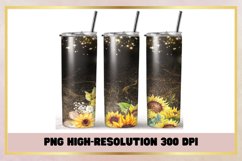 Watercolor sunflowers 20 oz Skinny Tumbler Sublimation Wrap Product Image 1