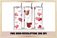 Valentines Hearts 20oz Skinny Tumbler Sublimation Full Wrap Product Image 1