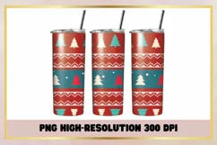 Christmas Trees 20 oz Skinny Tumbler Wrap Sublimation Product Image 1