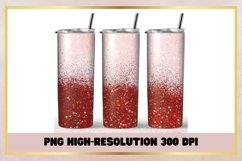 Red glitter 20oz Skinny Tumbler Sublimation Full Wrap Product Image 1