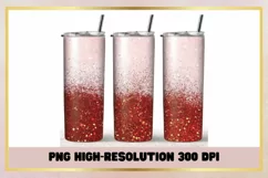 Red glitter 20oz Skinny Tumbler Sublimation Full Wrap Product Image 1